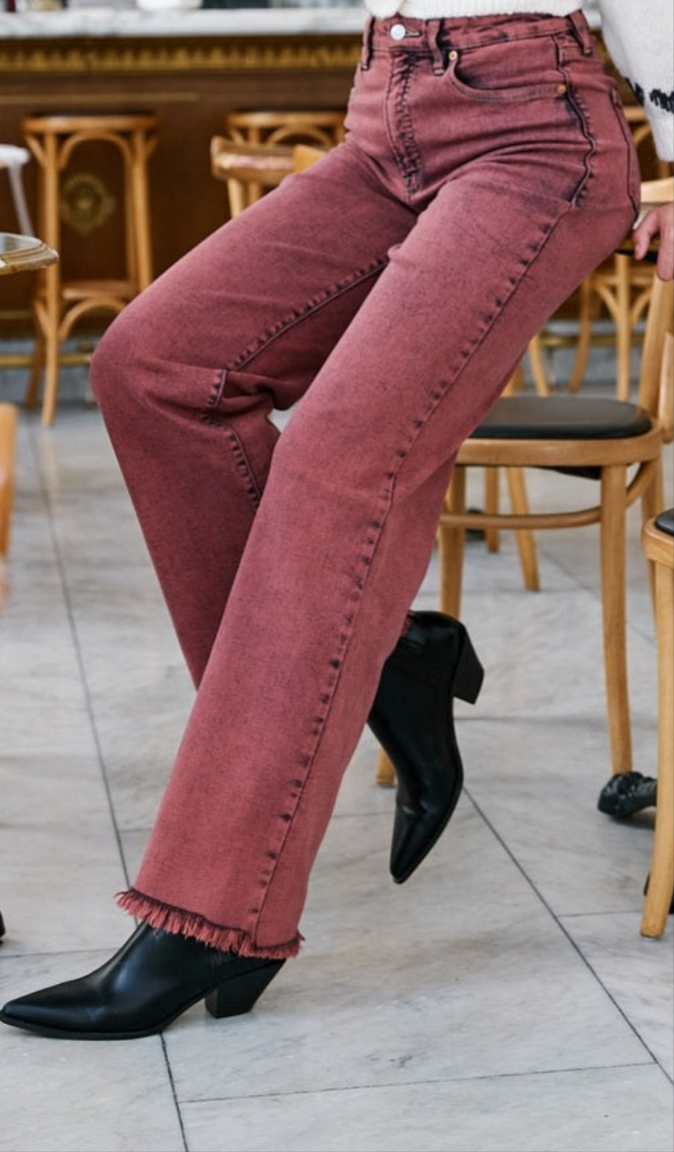 Artemis Vintage Flare Jeans in Burgundy