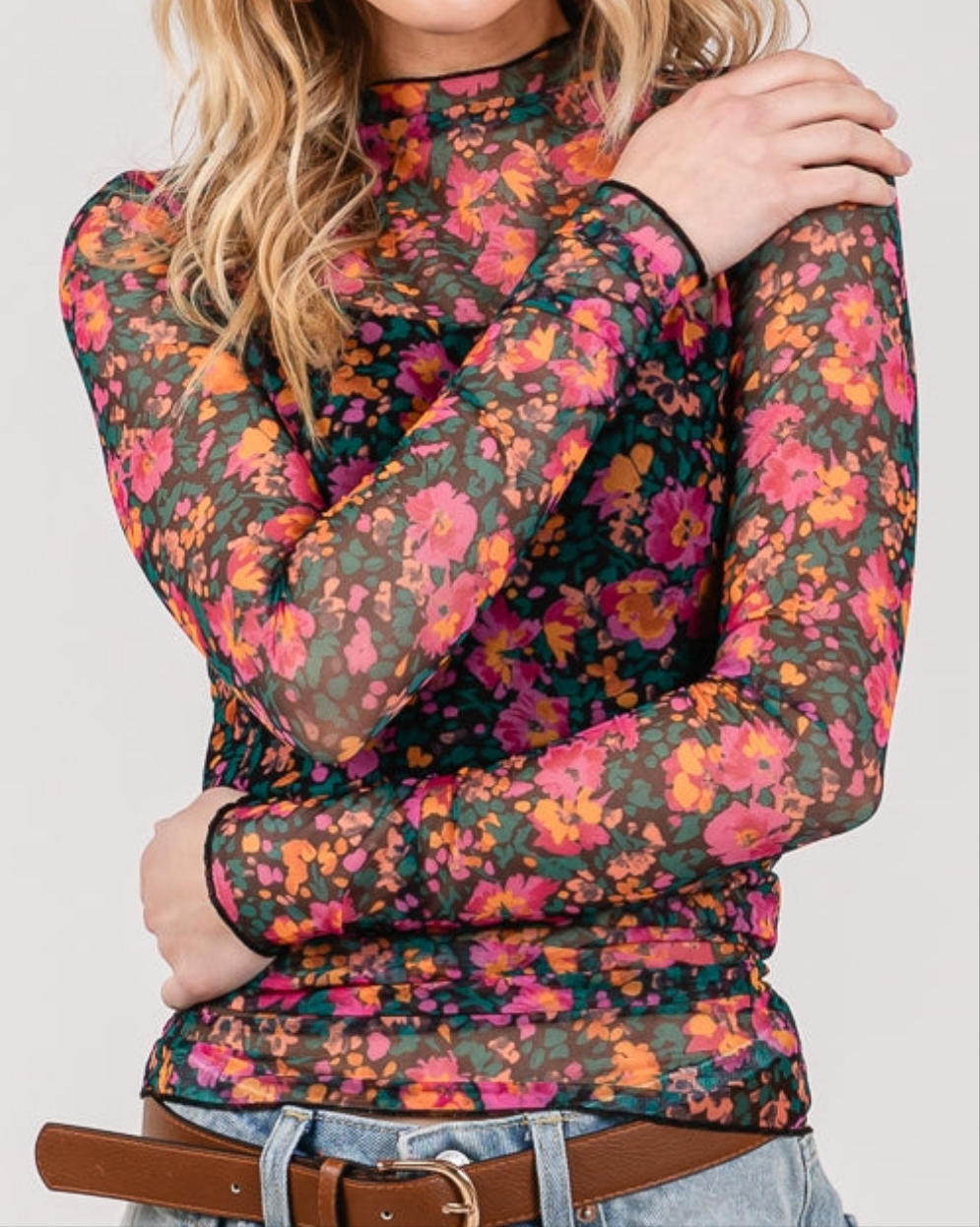 Floral Mesh Blouse