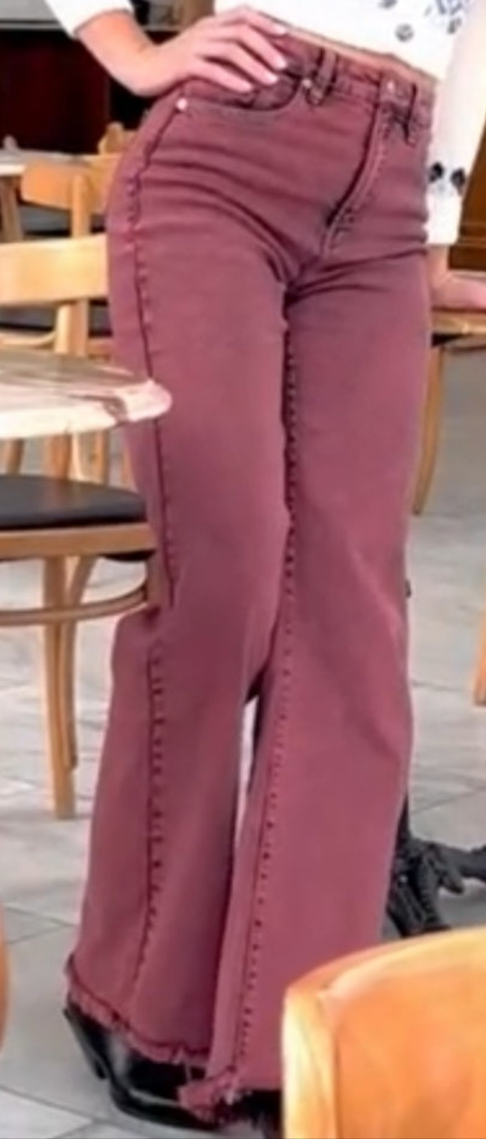 Artemis Vintage Flare Jeans in Burgundy