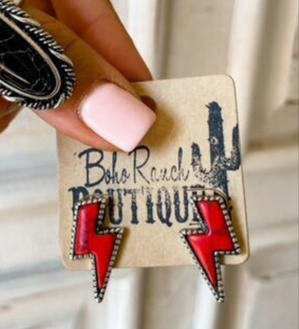 Western Thunderbolt Earrings Pink