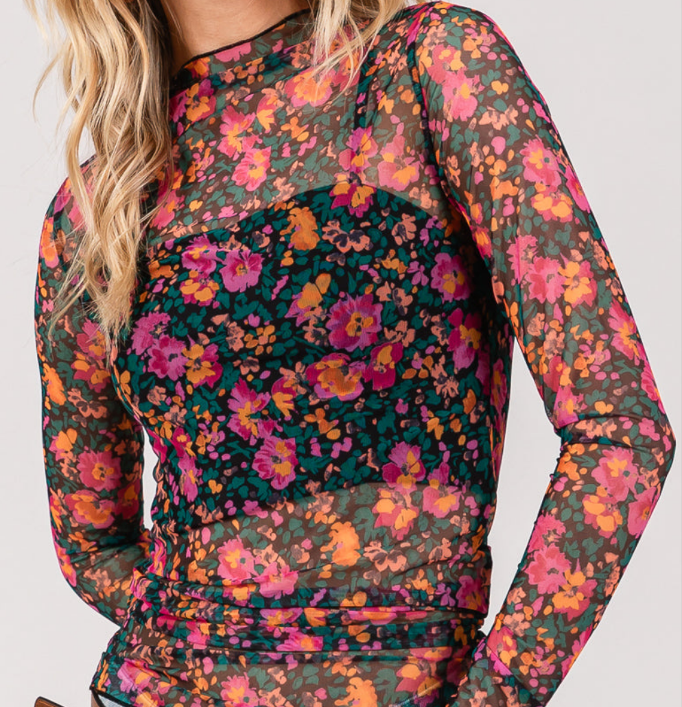 Floral Mesh Blouse