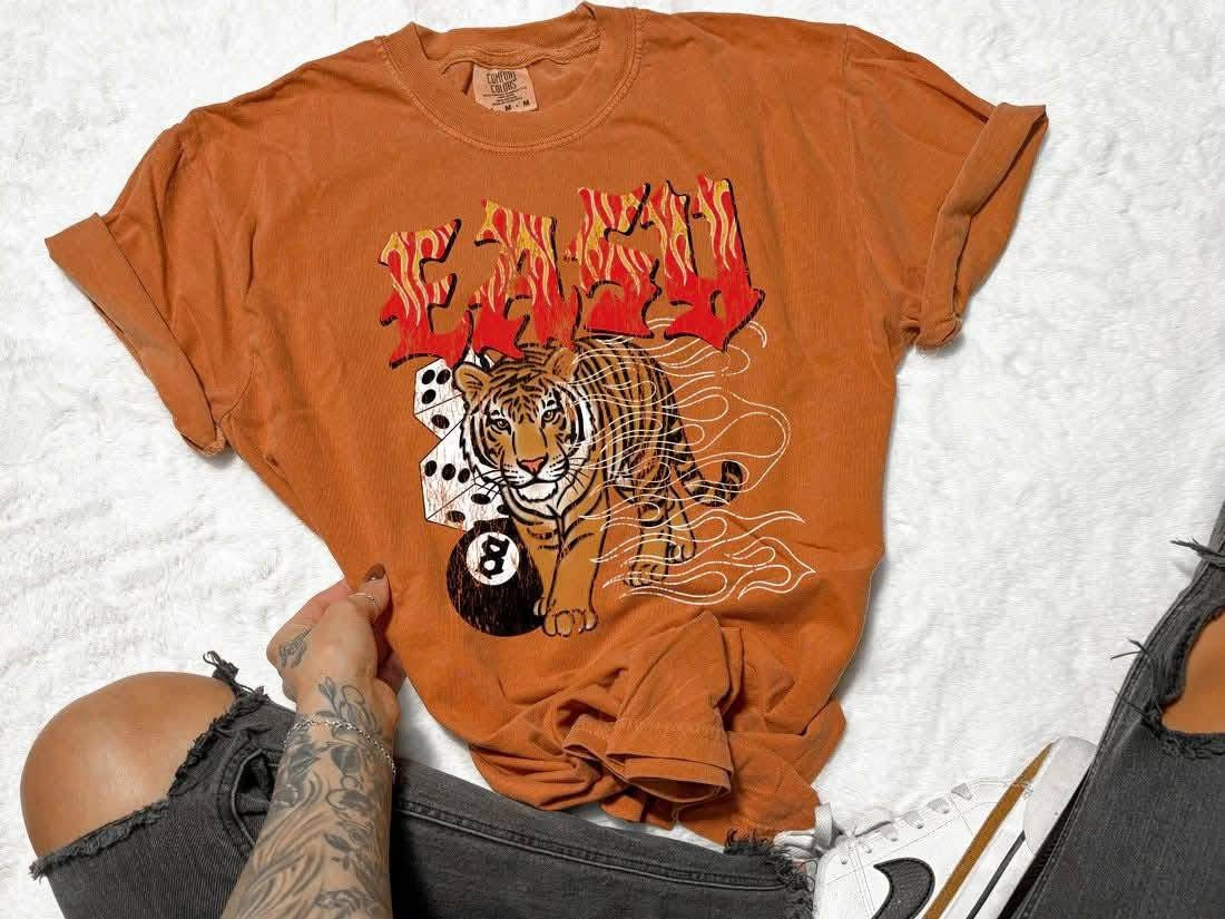 Easy Tiger T-shirt in burnt orange