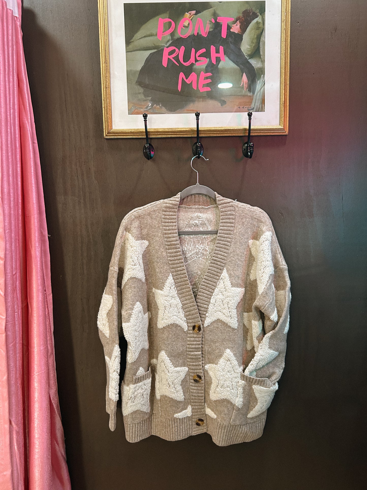 Sherpa Stars Patterned Cardigan