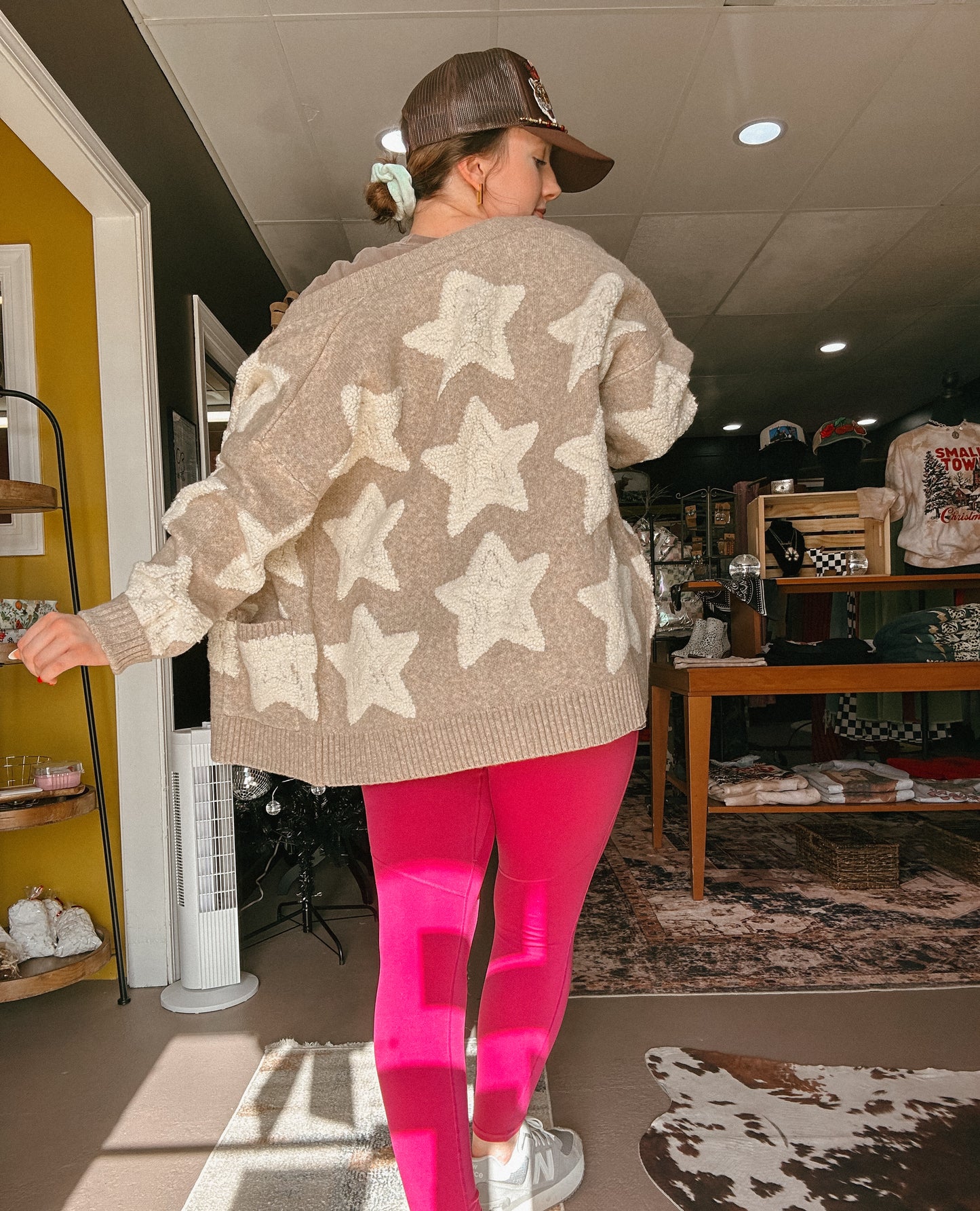 Sherpa Stars Patterned Cardigan