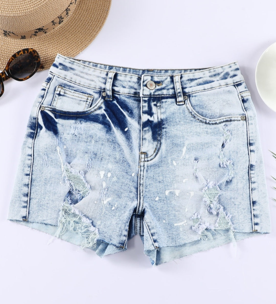 Distressed Denim Shorts