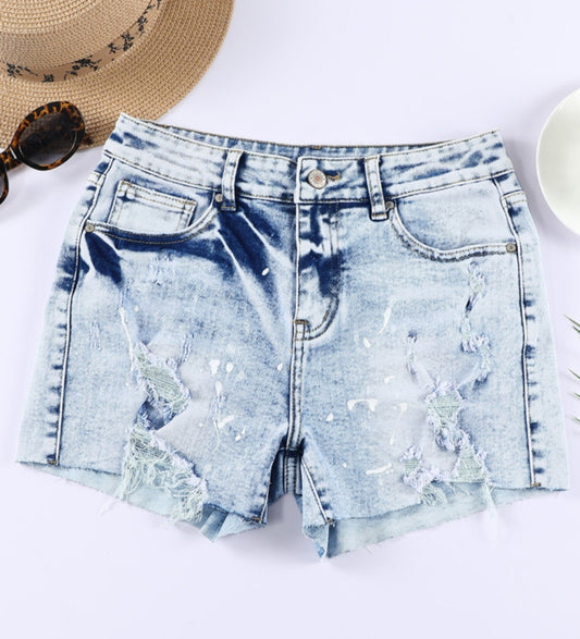 Distressed Denim Shorts