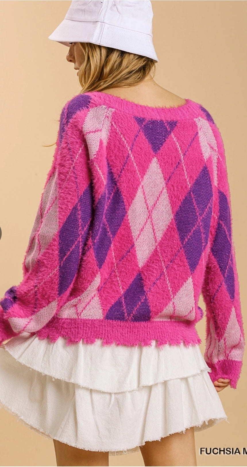 Pink/Purple Argile Cardigan with distressed hem