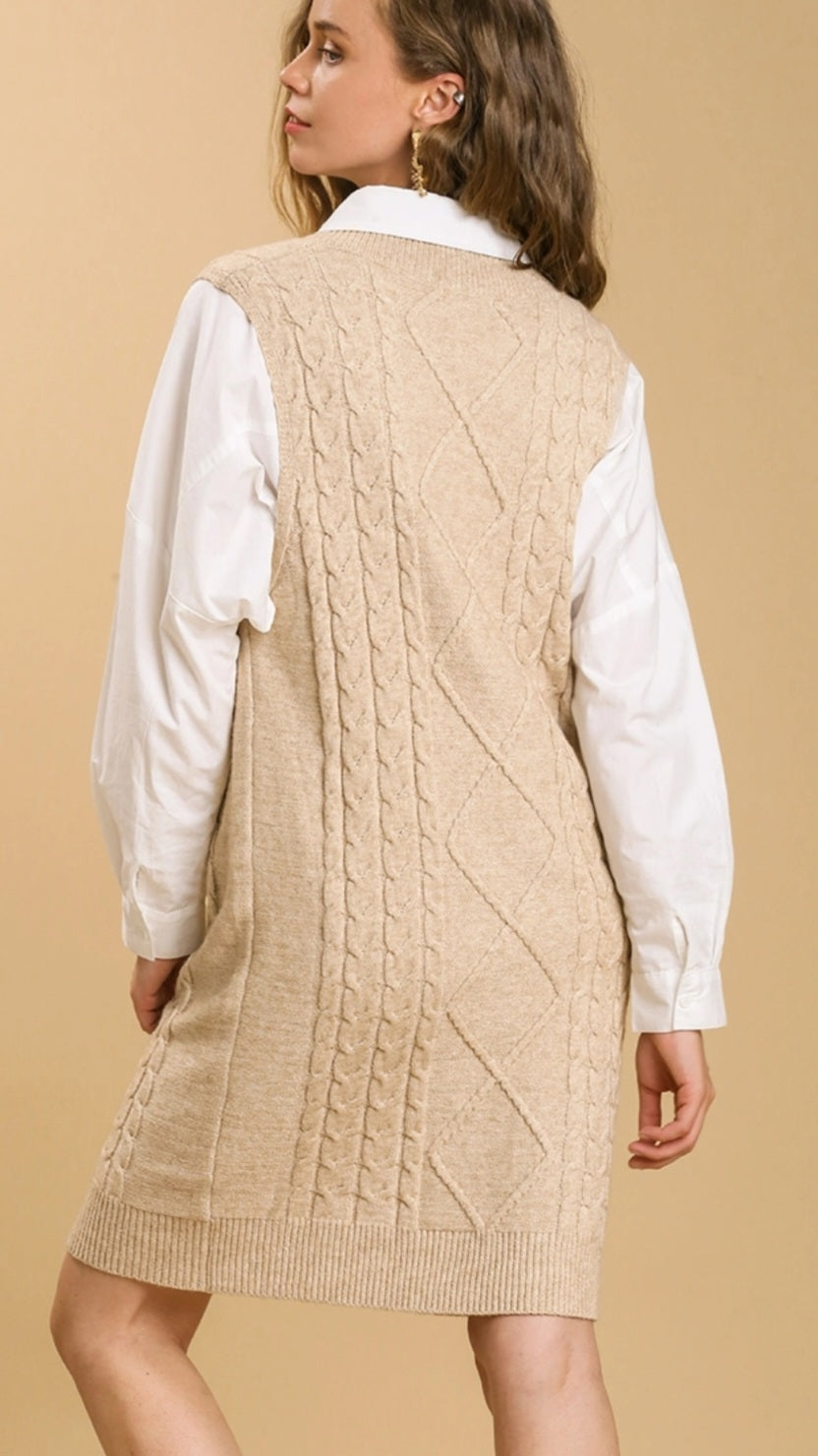 Pullover V-neck Sweater Vest Dress