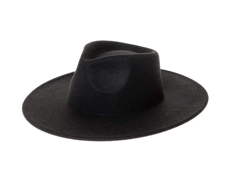 Black Wide Brim Felt Hat with band