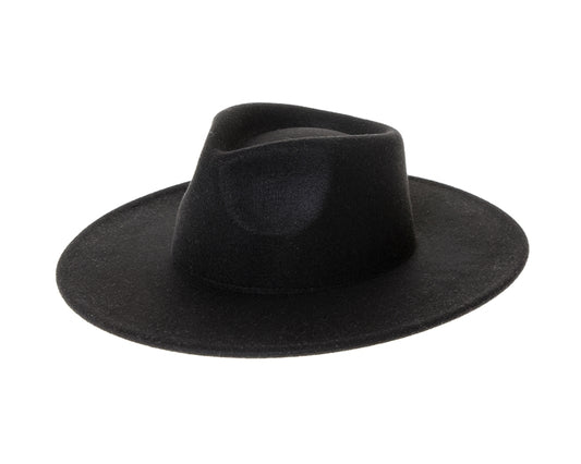 Black Wide Brim Felt Hat with band