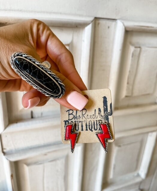 Western Thunderbolt Earrings Pink