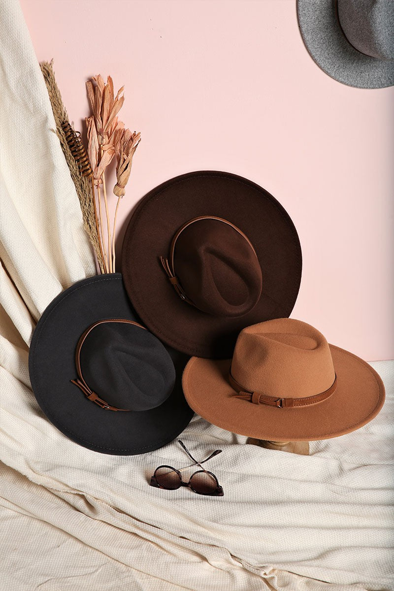 Black Wide Brim Felt Hat with band