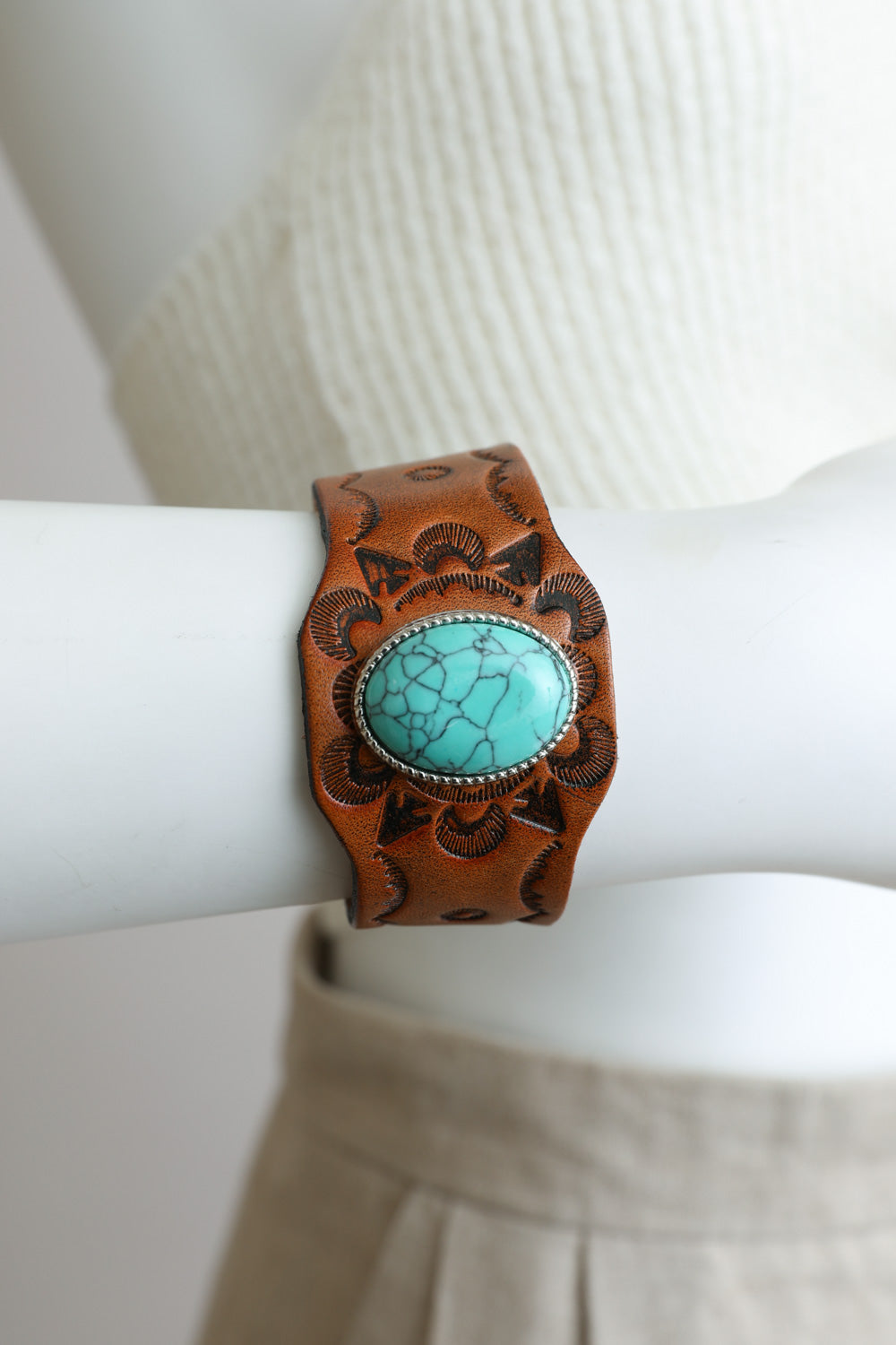 Turquoise Stone Leather Bracelet