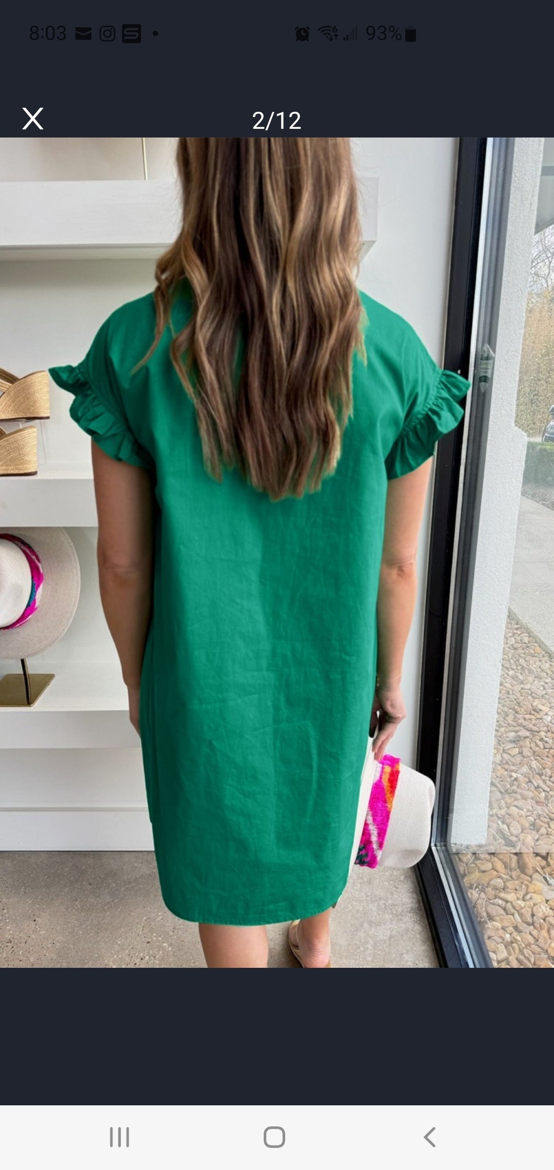 Green Button Up Dress, Flutter Sleeve,Smocked Yoke
