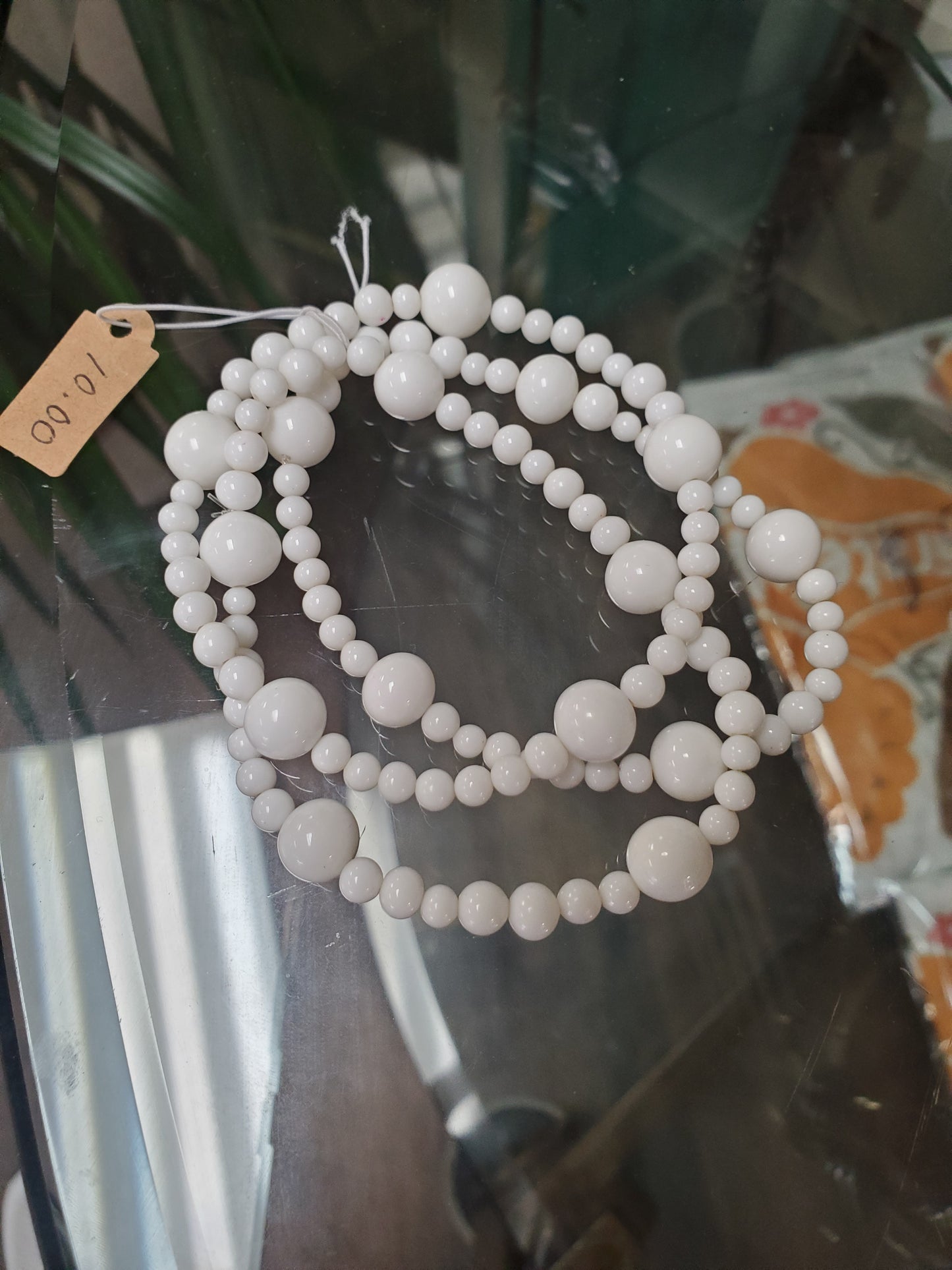 White bead bracelet set