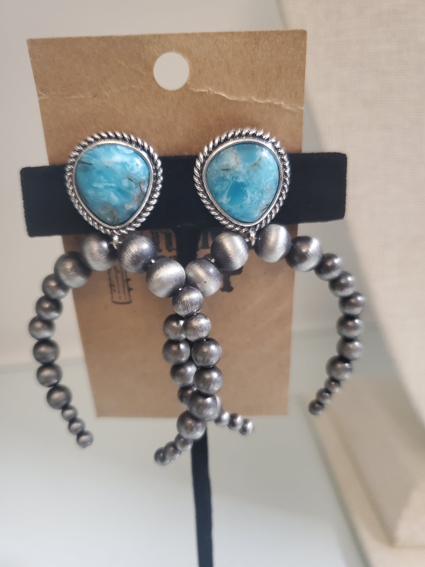Navajo Style Pearl Stone Turquoise Earrings