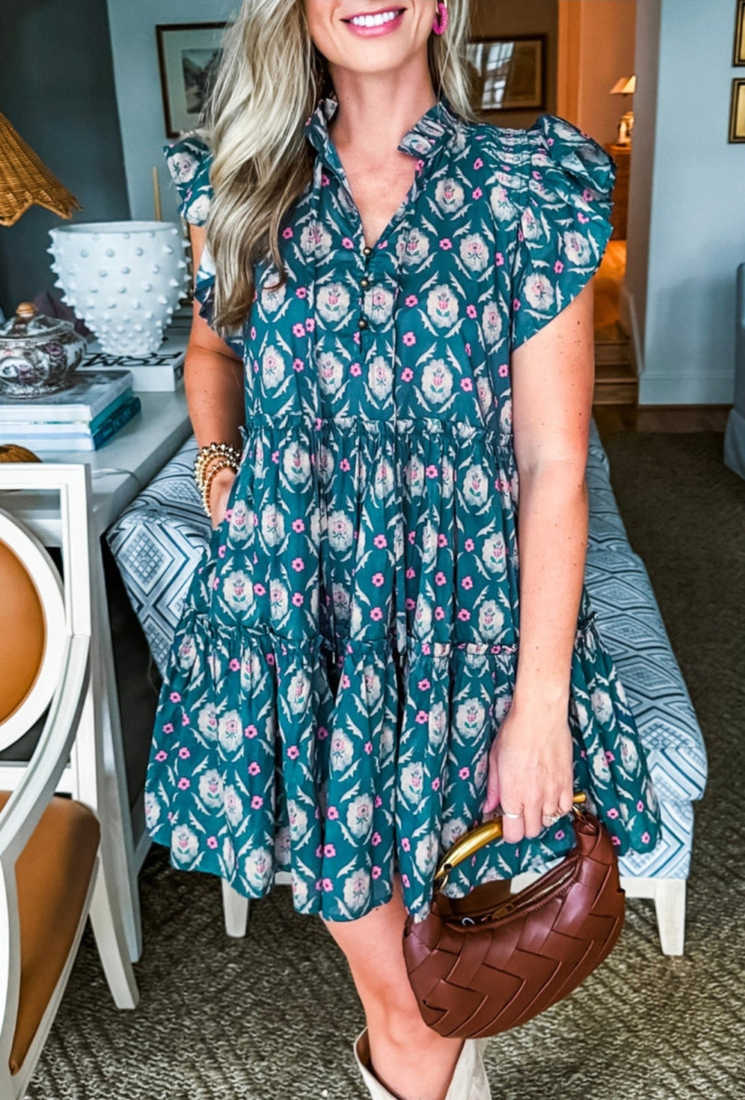 Turquoise diamond pattern dress