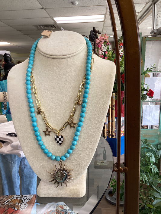 Sun and Moon Turquoise Necklace