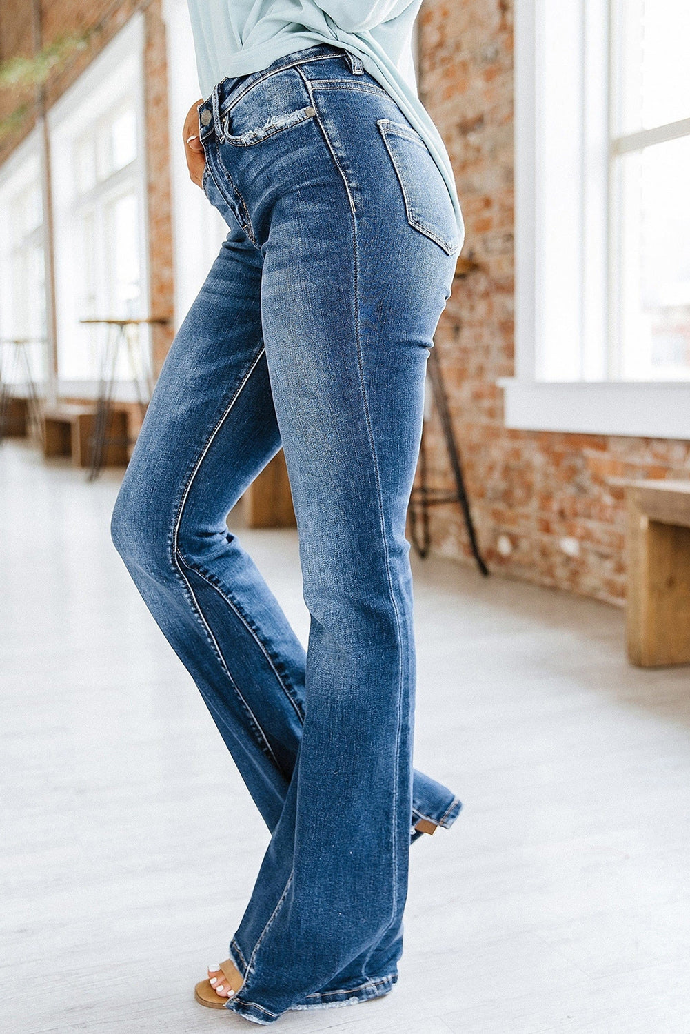 Medium Wash High Rise Flare jean