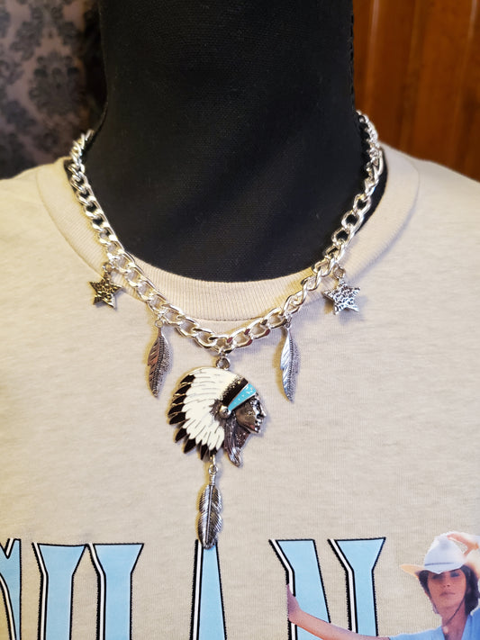 Native American Chief charm necklace