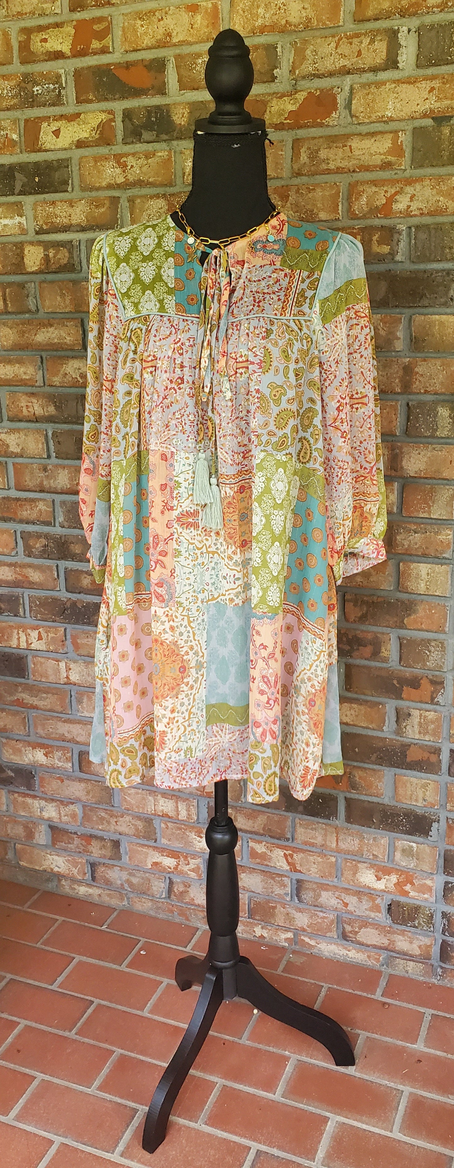 Boho print chiffon dress