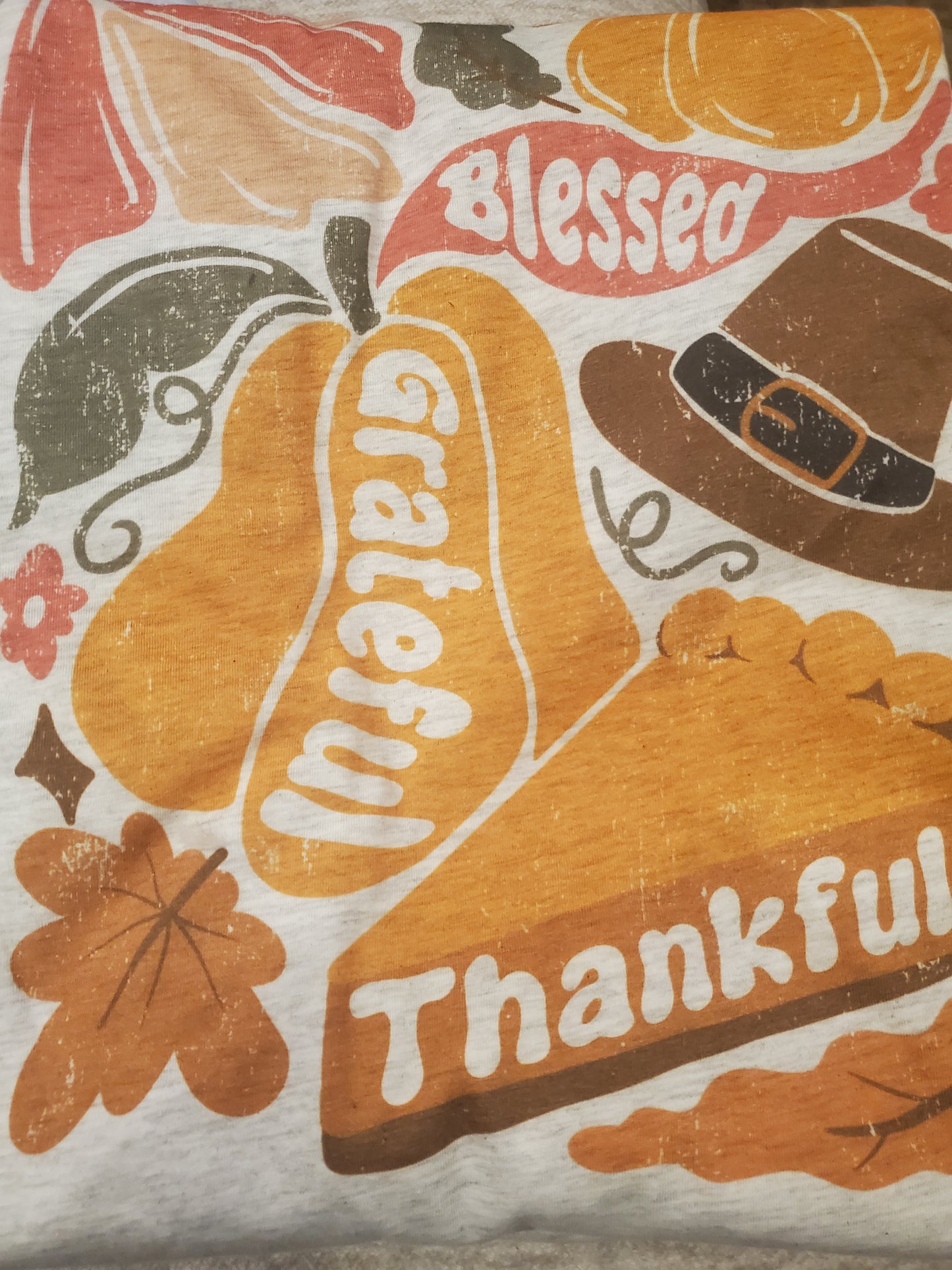 Thankful, Grateful, Blessed Soft Boho Floral Graphic Tee