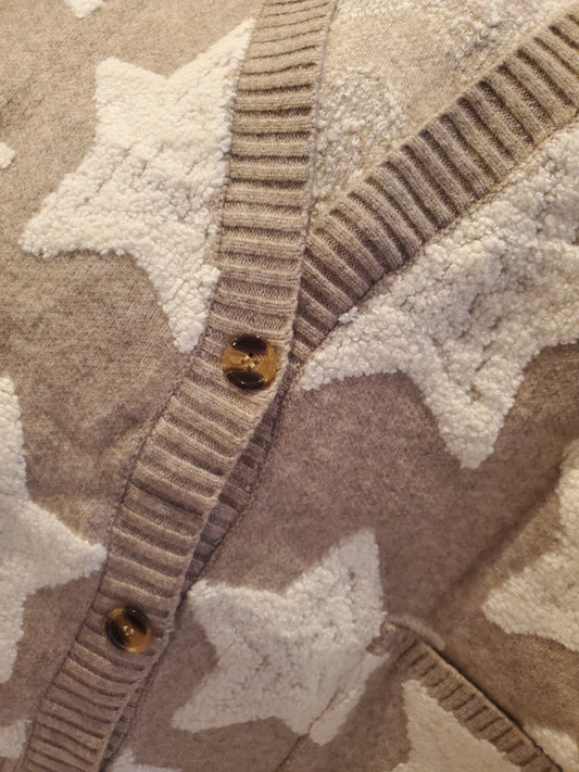 Sherpa Stars Patterned Cardigan