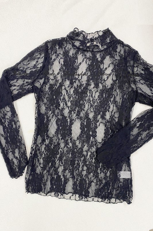 Black Mesh Lace layering top