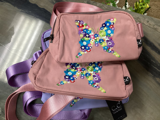 Embroidered Butterfly Fanny Pack