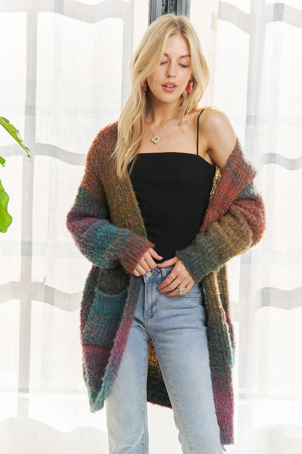 Multi-color ombre sweater cardigan