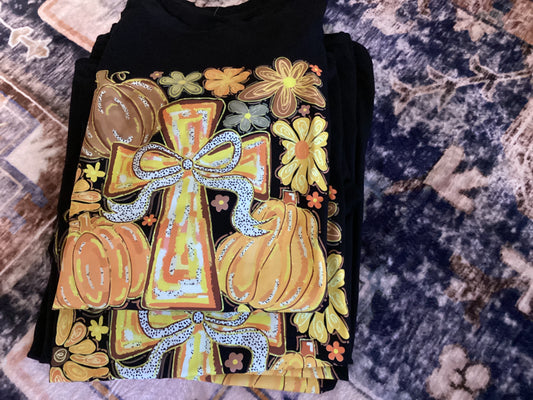 Pumpkin Cross Black T shirt