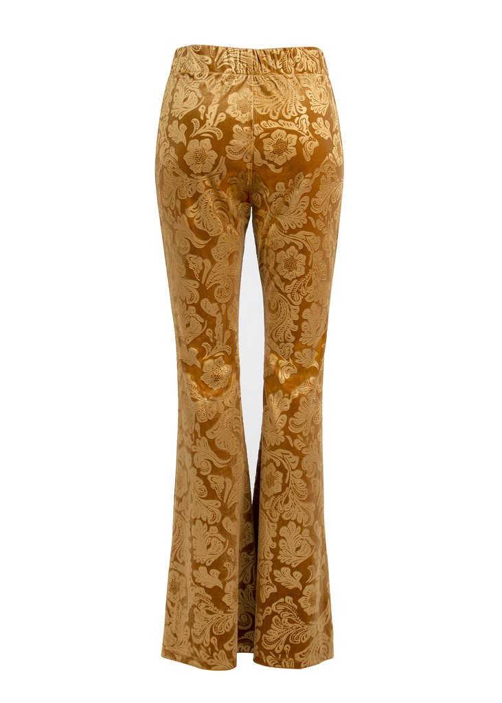 Yellow Burnout Velvet Bell Bottoms