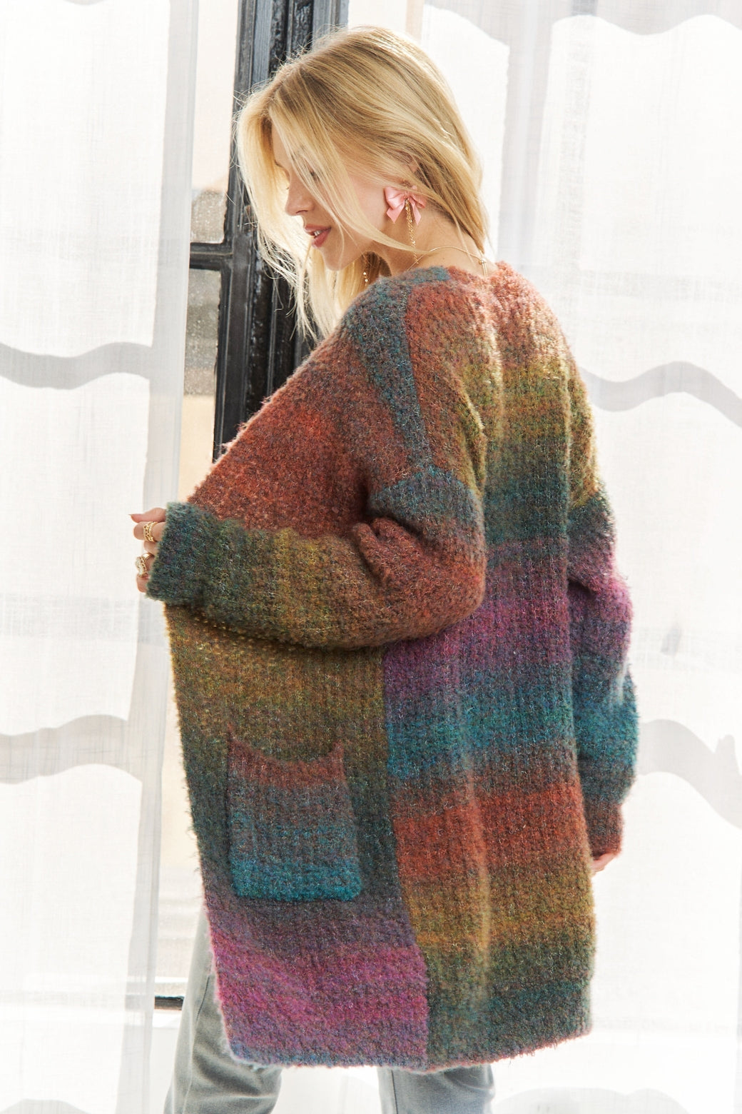 Multi-color ombre sweater cardigan