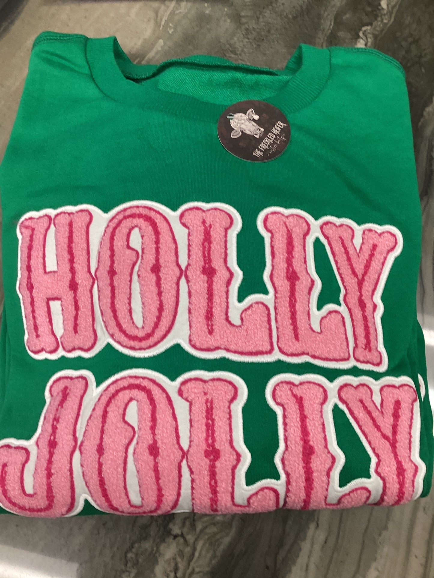 Holly Jolly Chenille Lettered Sweatshirt