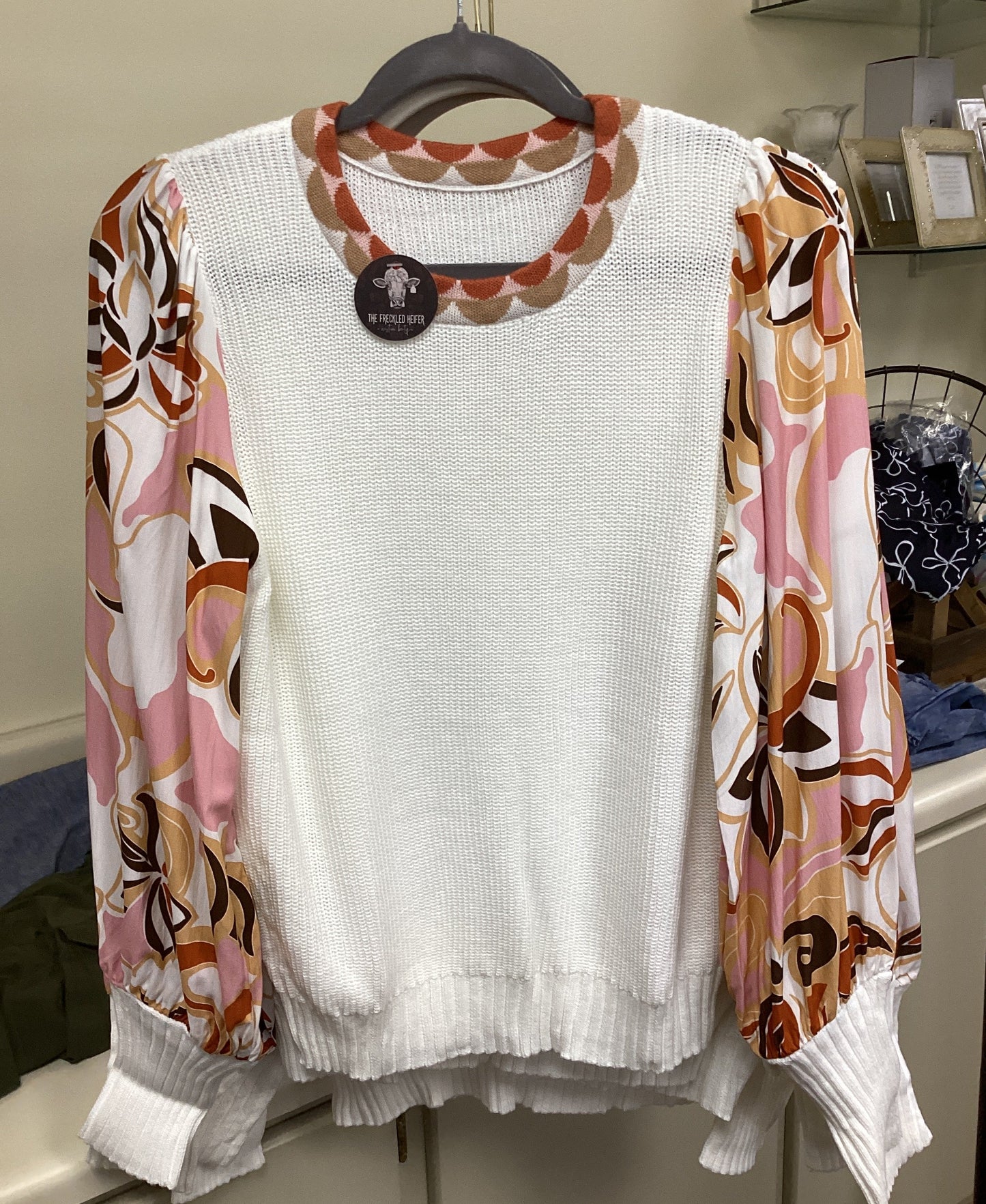 Floral Blouse Sleeve Sweater