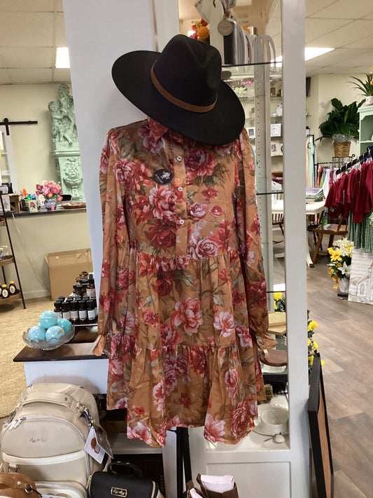 Brown Floral Dress
