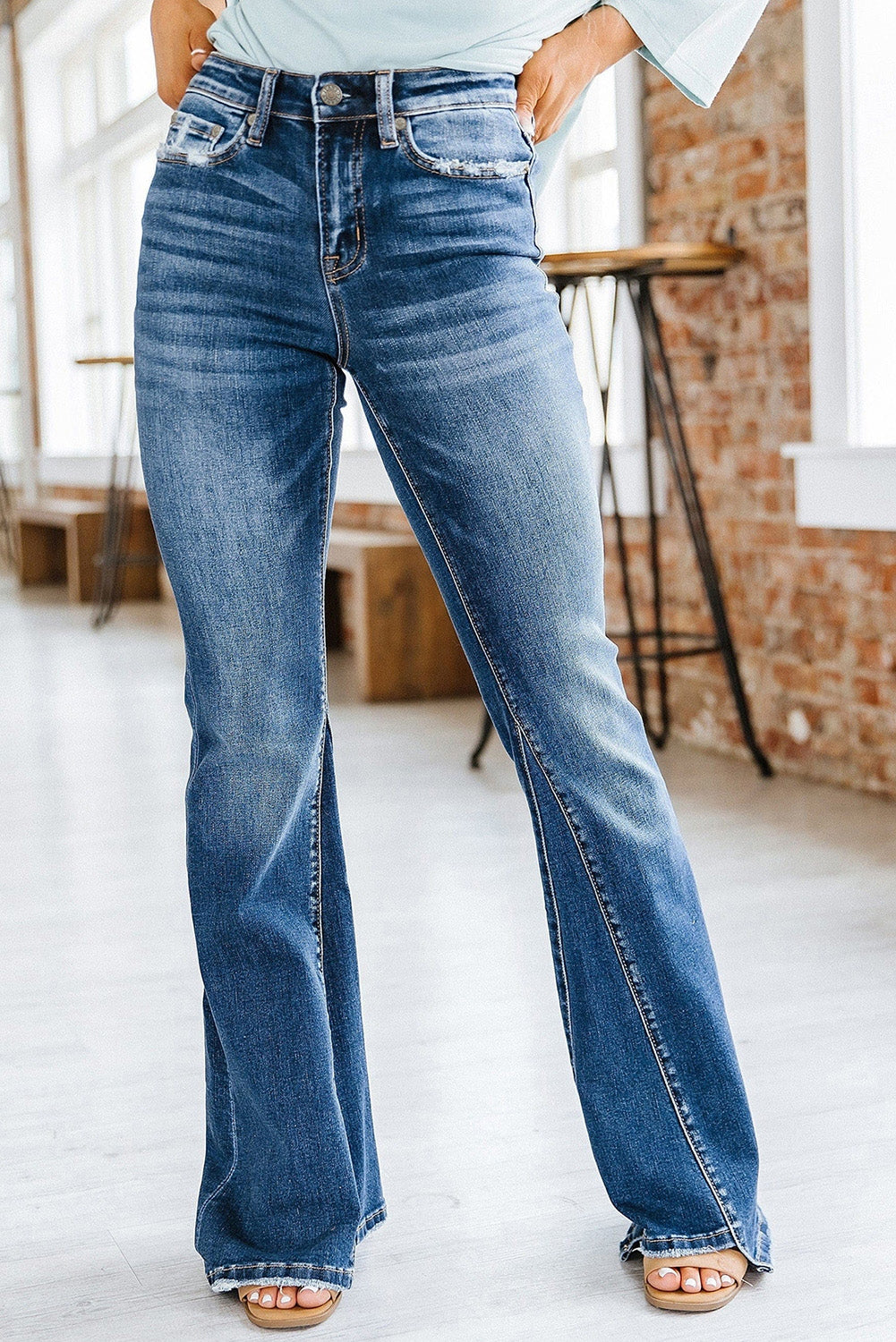 Medium Wash High Rise Flare jean