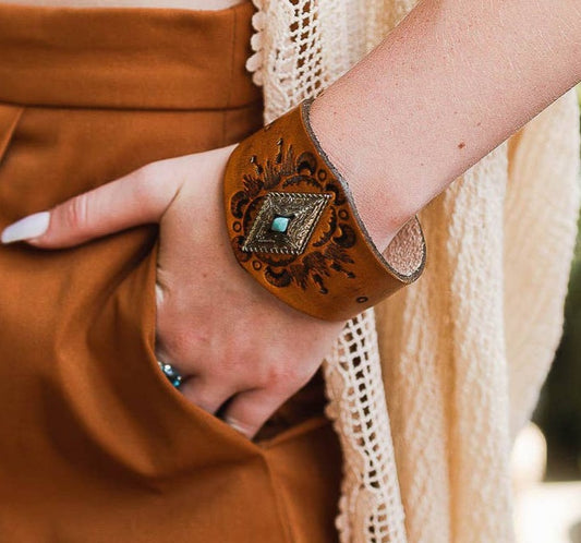 Handcrafted leather cuff bracelet