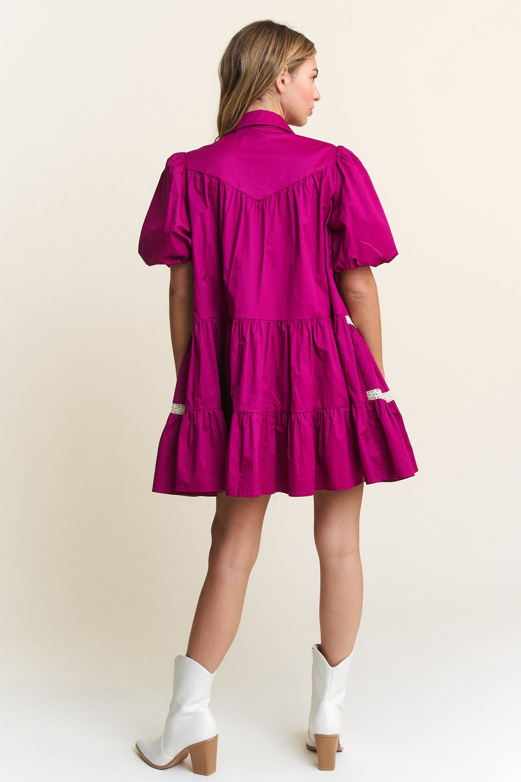 Magenta Boho Babydoll Dress