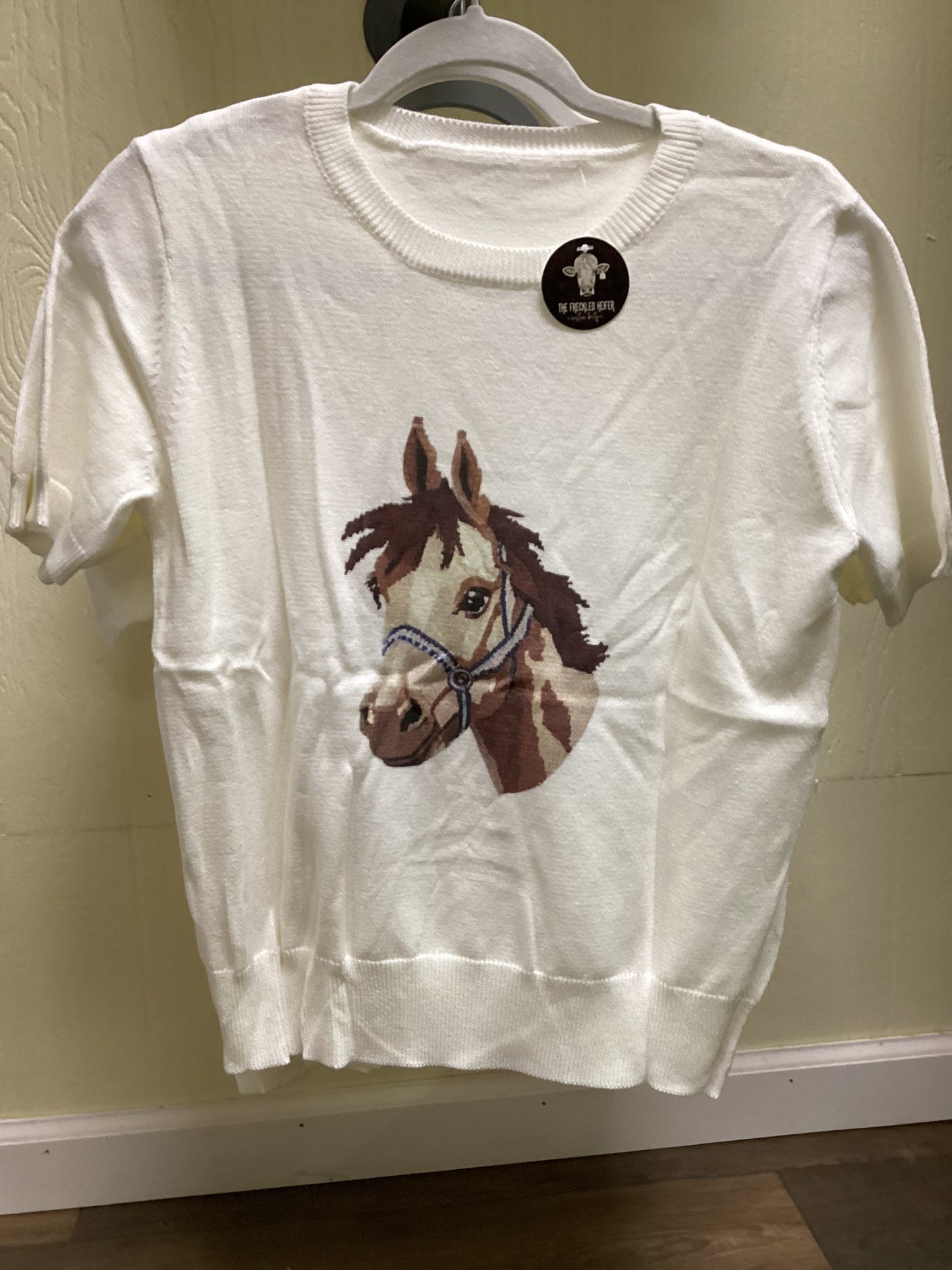 Horse Print Short Sleeve Knit