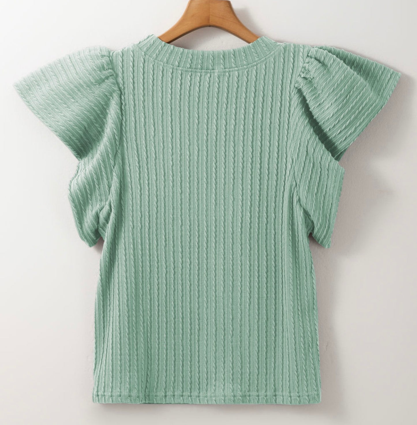 Moonlight Jade Soft Flutter Sleeve Knit Blouse