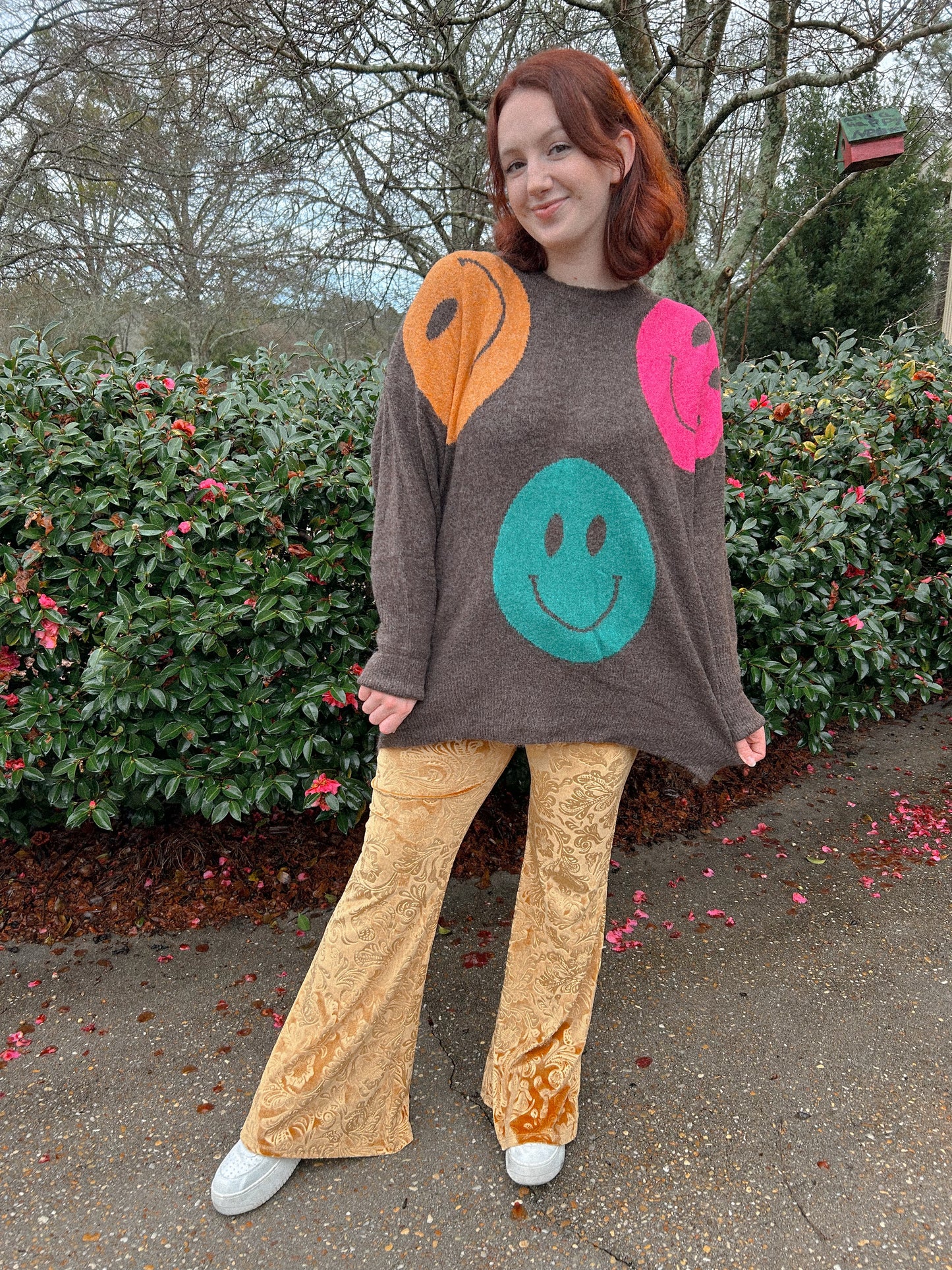 Yellow Burnout Velvet Bell Bottoms