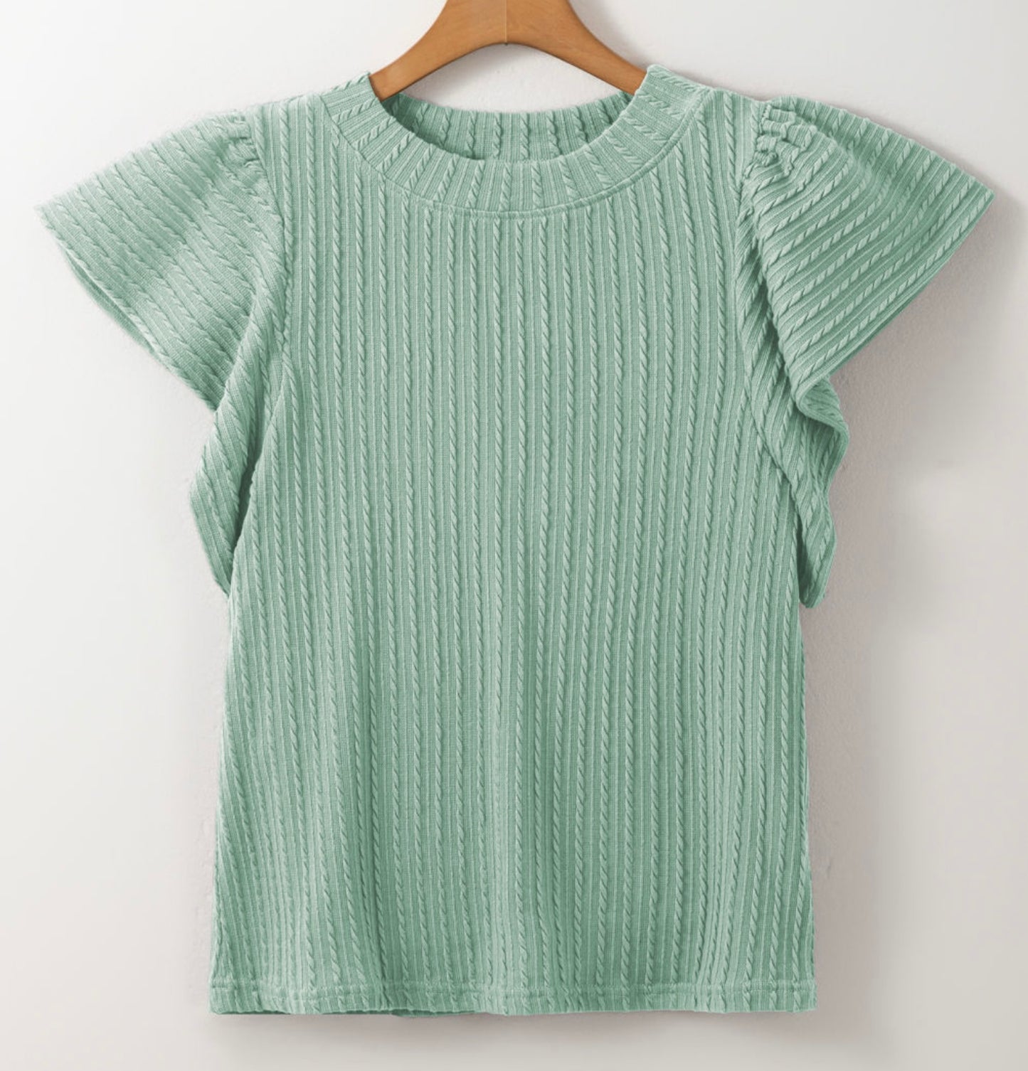 Moonlight Jade Soft Flutter Sleeve Knit Blouse