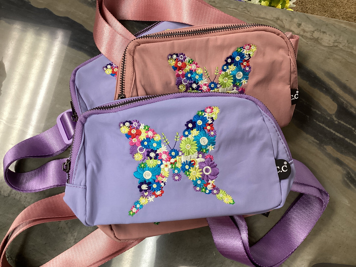 Embroidered Butterfly Fanny Pack