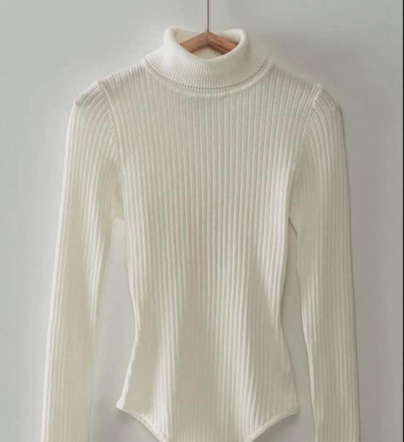 Rib knit sweater turtle neck bodysuit