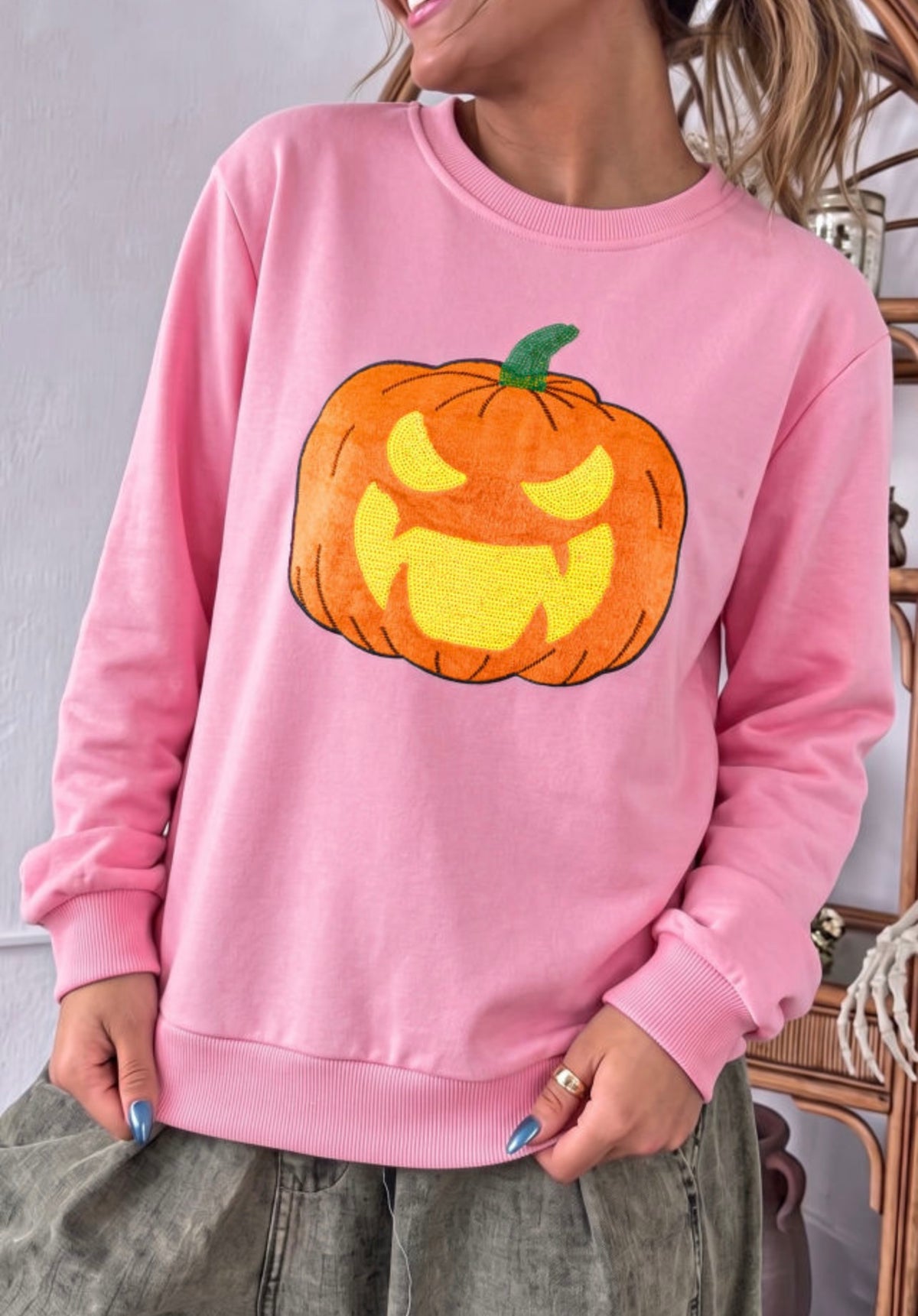 Pink Jack O Lantern Sweatshirt