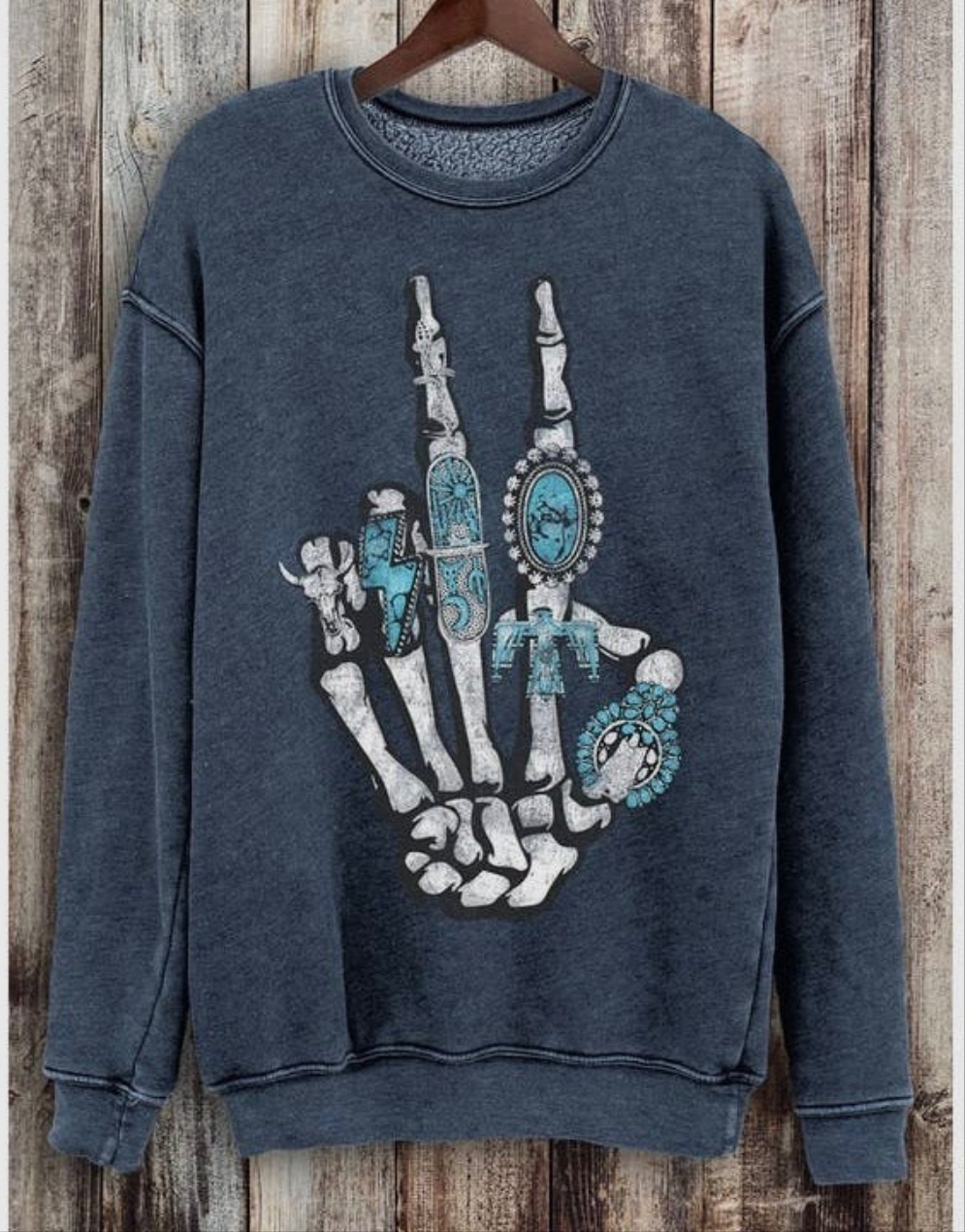 Skeleton hand crew neck