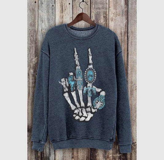 Skeleton hand crew neck