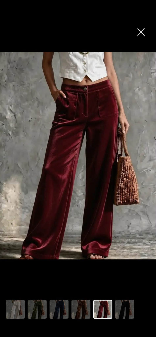 Burgundy Velvet Style Pants