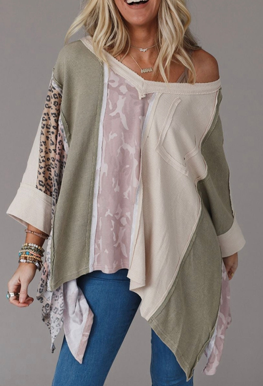 Patchwork Oversized Blouse